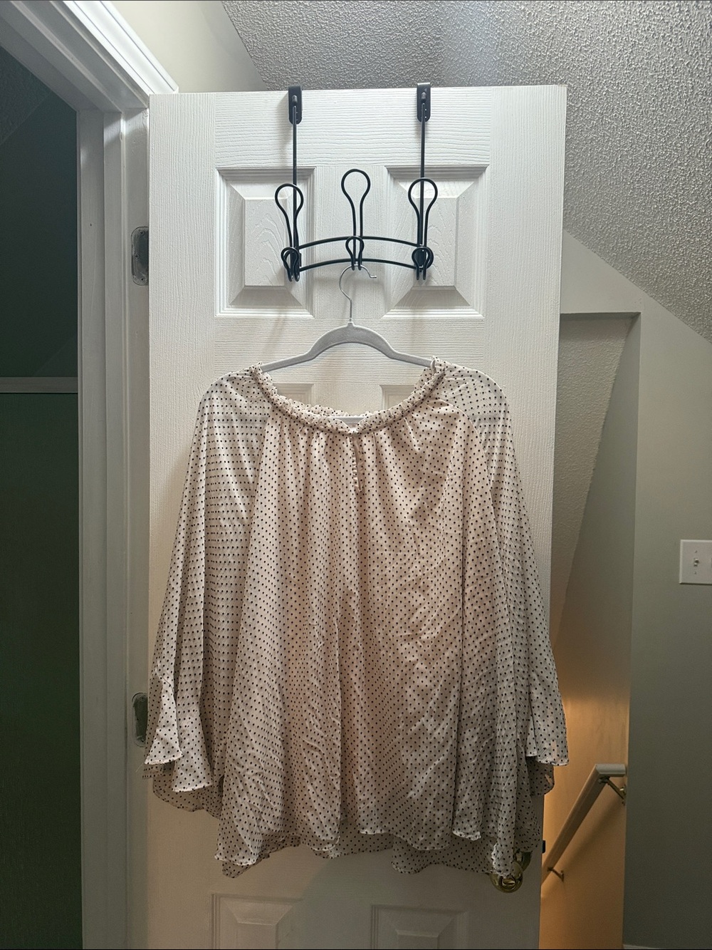 Kohl's Cream Blouse with Black Polka Dots